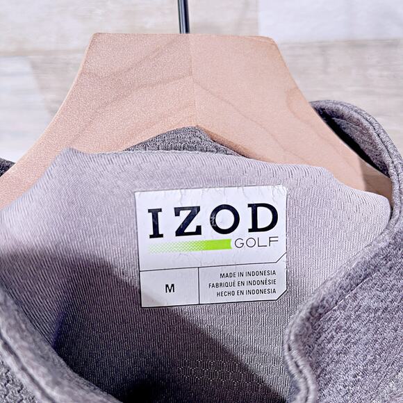IZOD Golf 1/4 Zip Performance Mesh Pullover Heather Gray Mock Neck Mens Medium - Picture 6 of 7